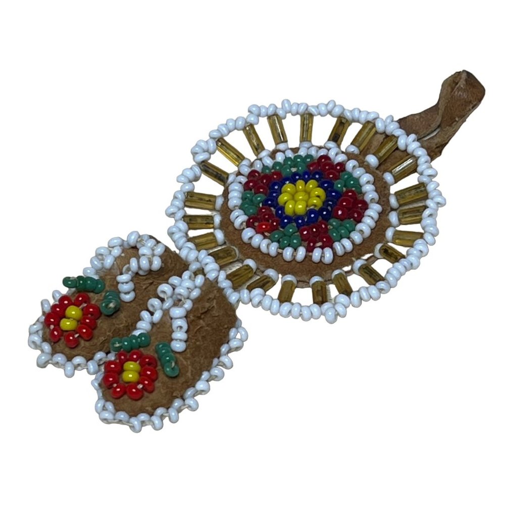 Thunderbird Moccasin Southwestern Drop Brooch Pin Vintage Beaded Native